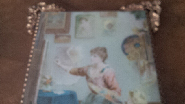 Vintage Victorian Print & Frame, Mama Painting Her Little Cupid in Arts & Collectibles in Stratford - Image 2