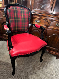 Black-Red Middle Century Chair Canada Tartan