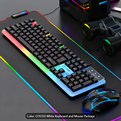 Brand-new - USB Wired Keyboard And Mouse Combo with Rainbow LED Backlighting, Suitable for Pcs, Lapt...