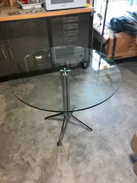 EQ3 Modern Glass Table with Chrome Base
