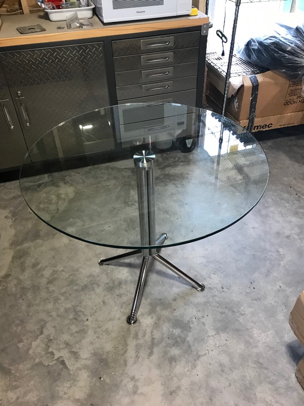 EQ3 Modern Glass Table with Chrome Base Dining Tables & Sets St