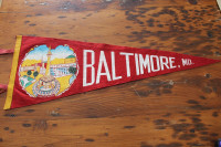 Vintage Large Felt Pennant - Baltimore, MD.