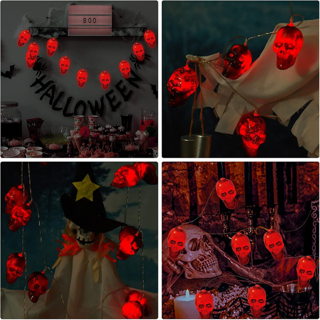 Halloween Skeleton Skull String Lights 8 Modes w/Remote, 30 LED in Holiday, Event & Seasonal in City of Toronto - Image 2