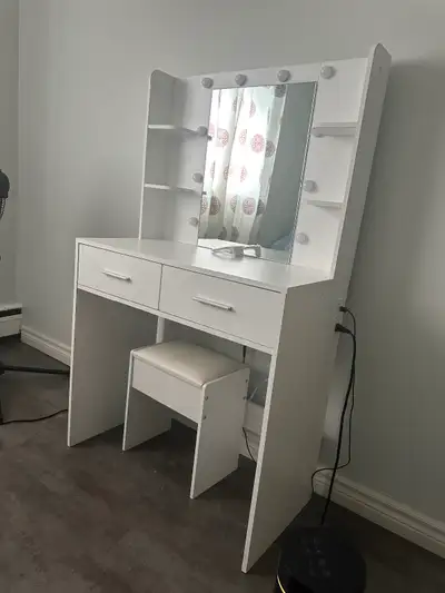 Vanity mirror with stool, View more
