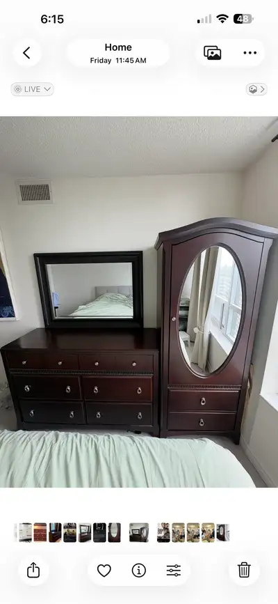 Dark Cherry Bedroom Set – Excellent Condition , View more
