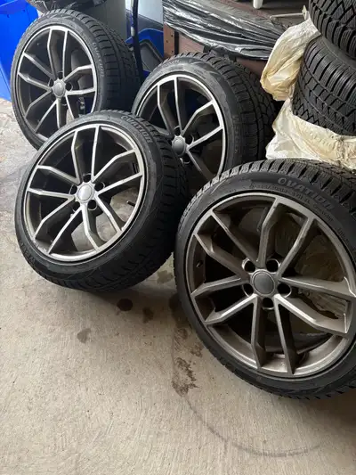Rims and Winter Tires off a C43 AMG , staggered, Tires used 1 winter only, 1 rim minor curb rash, co...