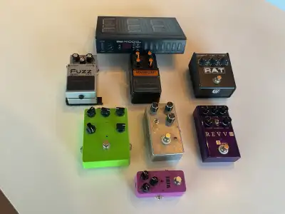 vintage guitar pedals and  reverb unit, View more