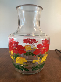 Vintage Retro "Anchor Hocking" Juice Carafe with Floral Motif