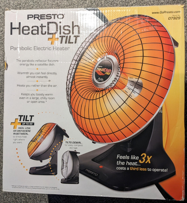 Presto Heat Dish Tilt Parabolic Electric Heater - like new in Heaters, Humidifiers & Dehumidifiers in Norfolk County