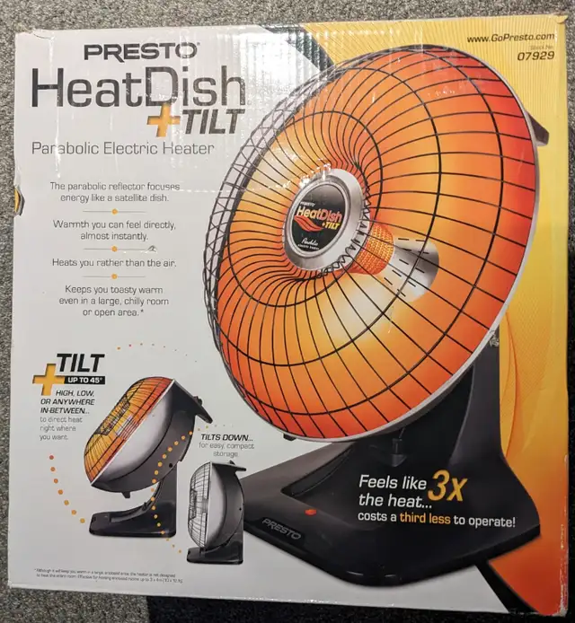 Presto Heat Dish Tilt Parabolic Electric Heater - like new in Heaters, Humidifiers & Dehumidifiers in Norfolk County - Image 2