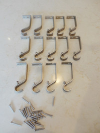 14 Brushed Nickle Curtain Rod Holder Hooks with Screws all $28