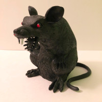 Halloween Big Teeth Black Rat Sitting Rodent Prop 8 Inch Decor