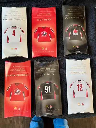 Located in NW Edmonton. 17 x 2006 team Canada Hockey, Mcdonalds Mini Jerseys. 3 x Joe Sakic, 3 x Joe...