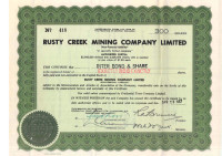 Scripophily - Rusty Creek Mining Company - Share Certificates