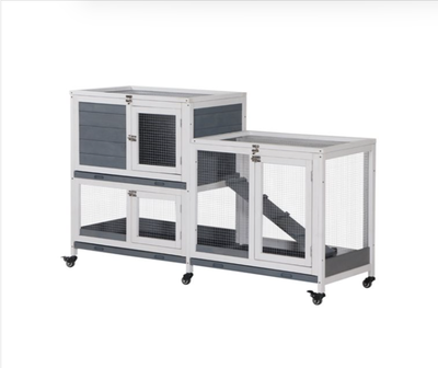 PawHut 58-in Wood Rabbit Hutch, View more