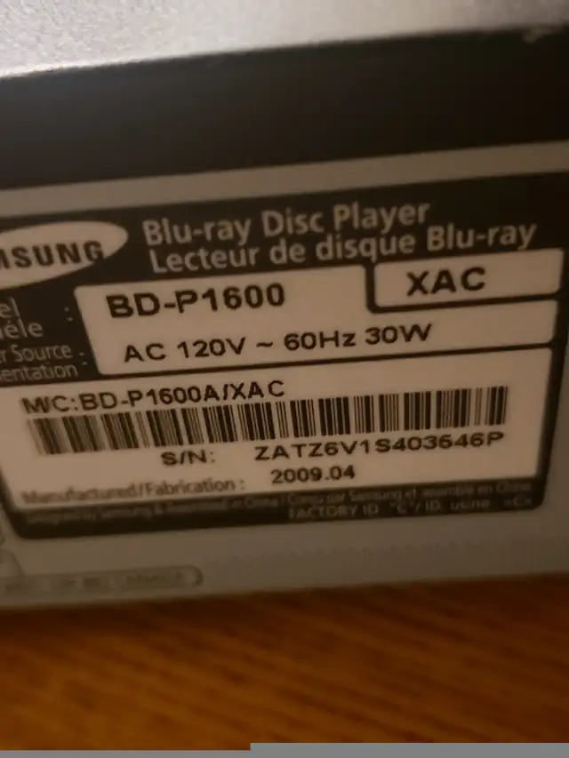 Lecteur Blu-ray Samsung BD-P1600 in Video & TV Accessories in Québec City - Image 5