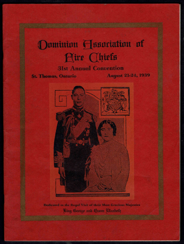 1939 Dominion Fire Chiefs Convention Program, St. Thomas, Ont. in Arts & Collectibles in London