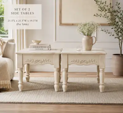 Beautiful Vintage End Tables – Set of 2 | French Farmhouse Style, View more