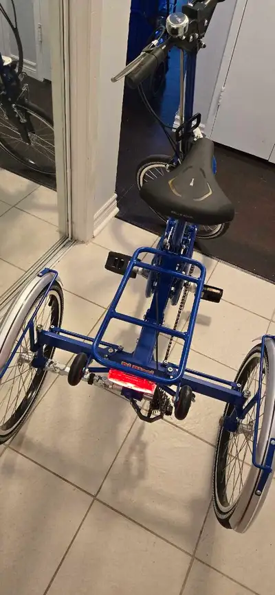 The trike was used only once. It will fit into your car trunk easily when folded. The bike came dire...