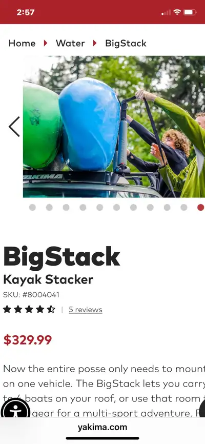 Yakima Big Stack , comes with hull guard padding. Universal mount. For up to four boats.