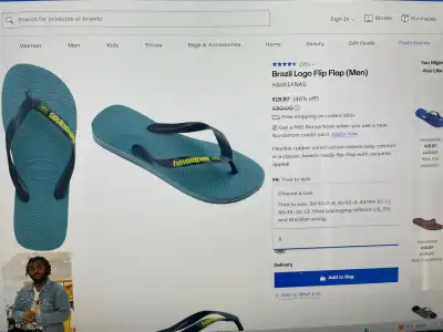 Brazil Logo Flip Flop. Size 9-10. Like new. One brown.