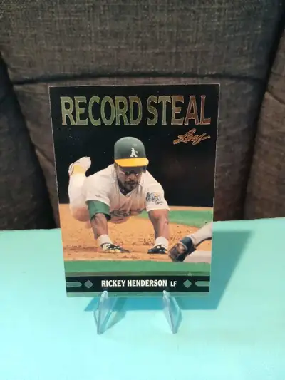 Ricky Henderson stolen base leaf baseball insert card , View more