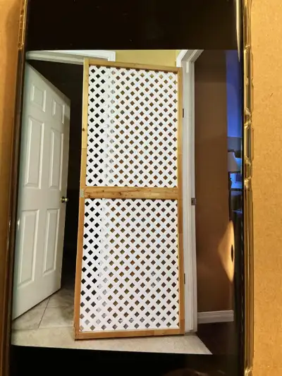 Lattice Pet Door - keeps pets out but allows air flow, View more