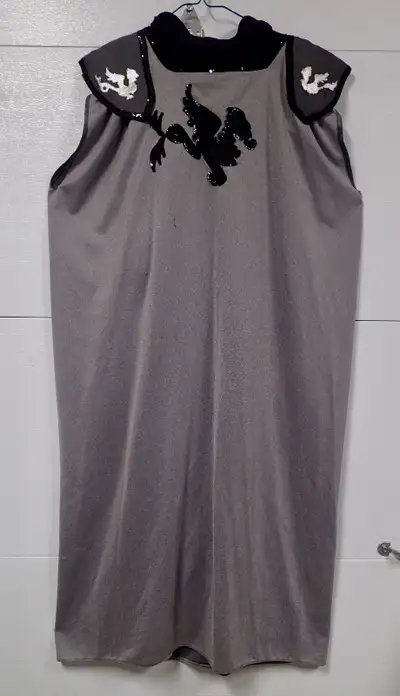 Professionally-Made Medieval Knight Tabard Costume (Size M/L) • Silver and black, with 3 dragon appl...