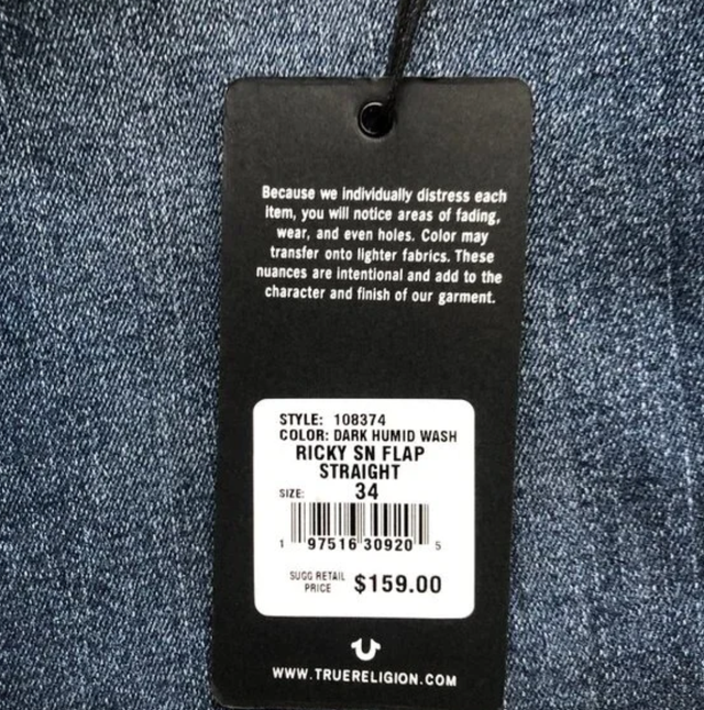 True Religion Ricky SN Flap Straight Size W34 L34 NWT in Men's in City of Toronto - Image 9