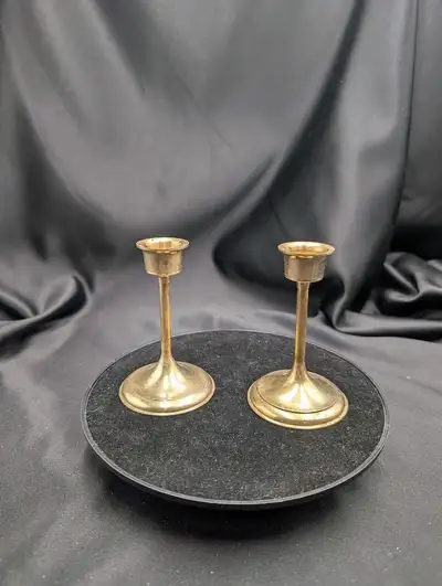 Vintage Brass Slim Candlestick Holders for Taper Candles Pair, View more