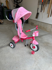 Radio Flyer Pedal & Push 4-in-1 Stroll 'N Trike, Pink Tricycle