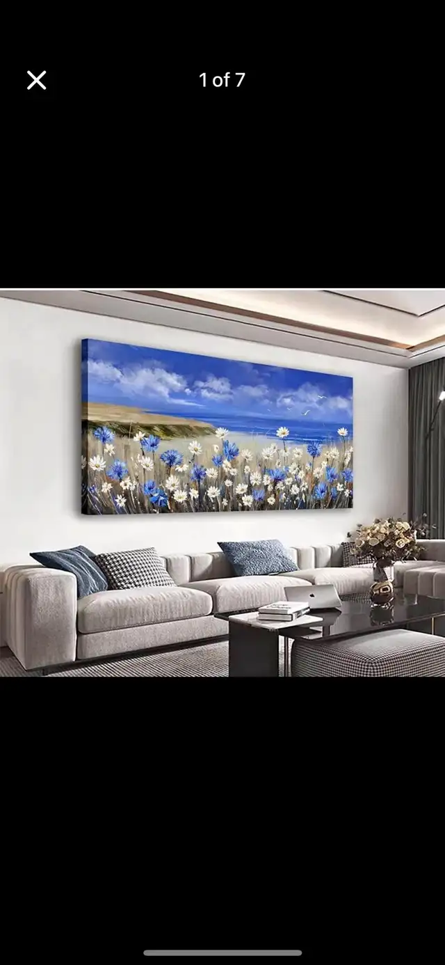 Large Coastal Flowers Wall Art for Living Room Decor Framed Art  in Home Décor & Accents in Hamilton - Image 2