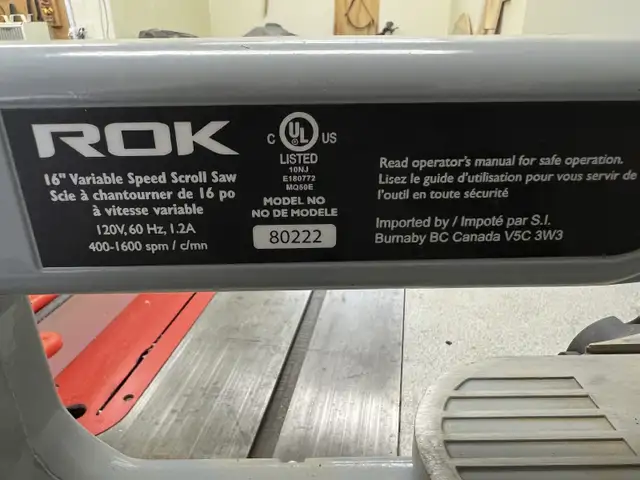 ROK 16” Variable Speed Scroll Saw64645240208769120