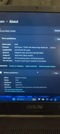 Gaming laptop Asus ryzen 7 37050h with Nvidia gtx 1650t graphic