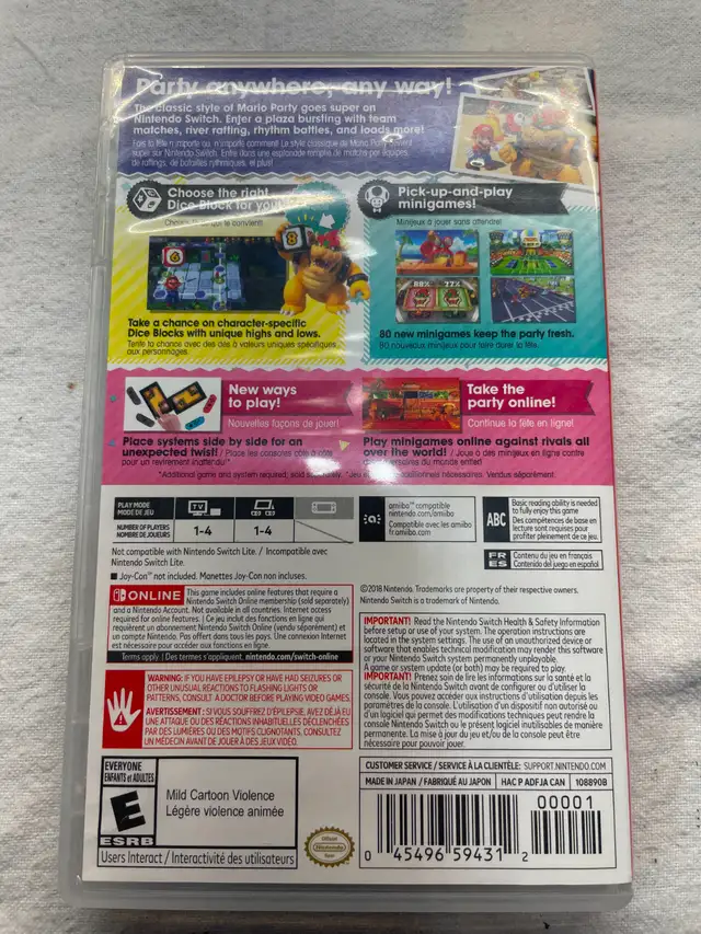 Used Super Mario Party Nintendo Switch  game cartridge in Older Generation in Kitchener / Waterloo - Image 3
