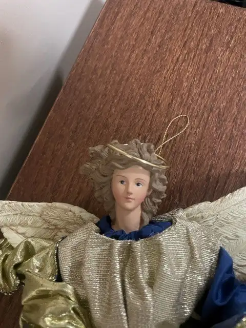 12" Angel with Blue Gold - Hanging Tree Ornament in Holiday, Event & Seasonal in Oshawa / Durham Region - Image 2
