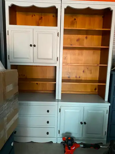 Pair of Solid Pine Cabinets with Hutches, View more