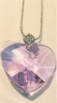 Pink Heart Crystal Pendant & 18 KPC White Gold Plated Necklace