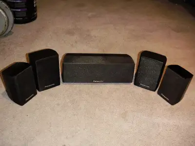 Panasonic Home Theatre Speaker System featuring: 2 model no. SB-HS230, 2 model no. SB-HS470 and 1 mo...