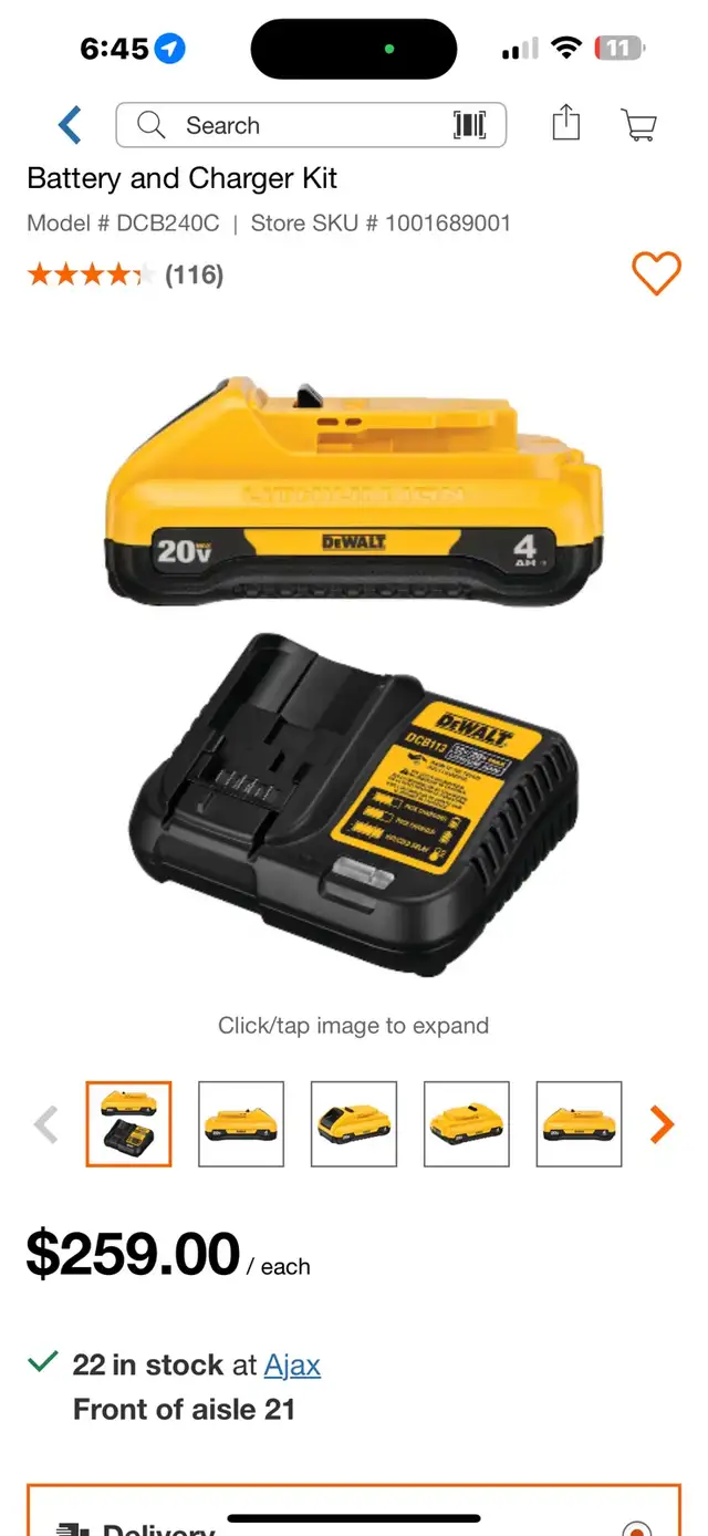 DeWalt 20V Battery Charger Kit in Power Tools in Oshawa / Durham Region - Image 3