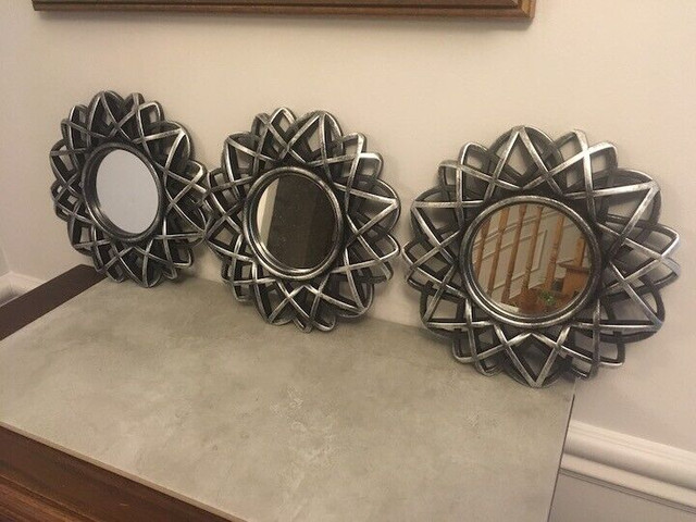 3 Piece Retro Classic Vintage Sunburst COPPERCRAFT WALL MIRRORS in Arts & Collectibles in Mississauga / Peel Region - Image 2