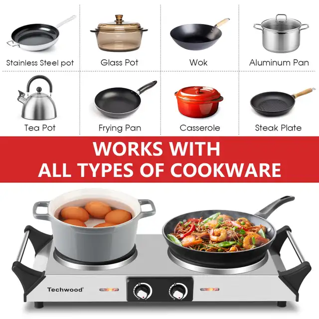Techwood Double Burner for Cooking- 1800W in Stoves, Ovens & Ranges in Markham / York Region - Image 4