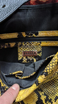Vintage, NEW, Danier Yellow Snake Like Leather Messenger bag