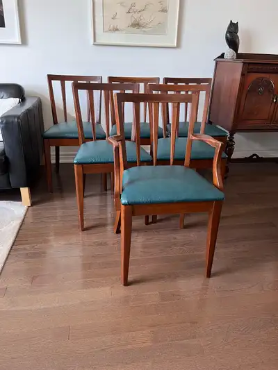 6 Vintage walnut dining chairs (made by Gibbard furniture), View more