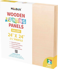 MEEDEN 2 Pack Wood Canvas Panels, 24x24 Inch, Gallery 1-1/2''