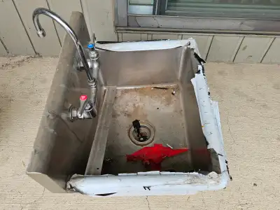 Stainless sink and faucet, View more