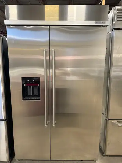 KitchenAid 48” stainless side by side built in fridge 