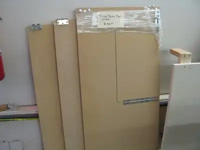 3 sided "Puppy pen", put up against a wall. Entrance gate, quick setup with hinge pins. MDF worth mo...