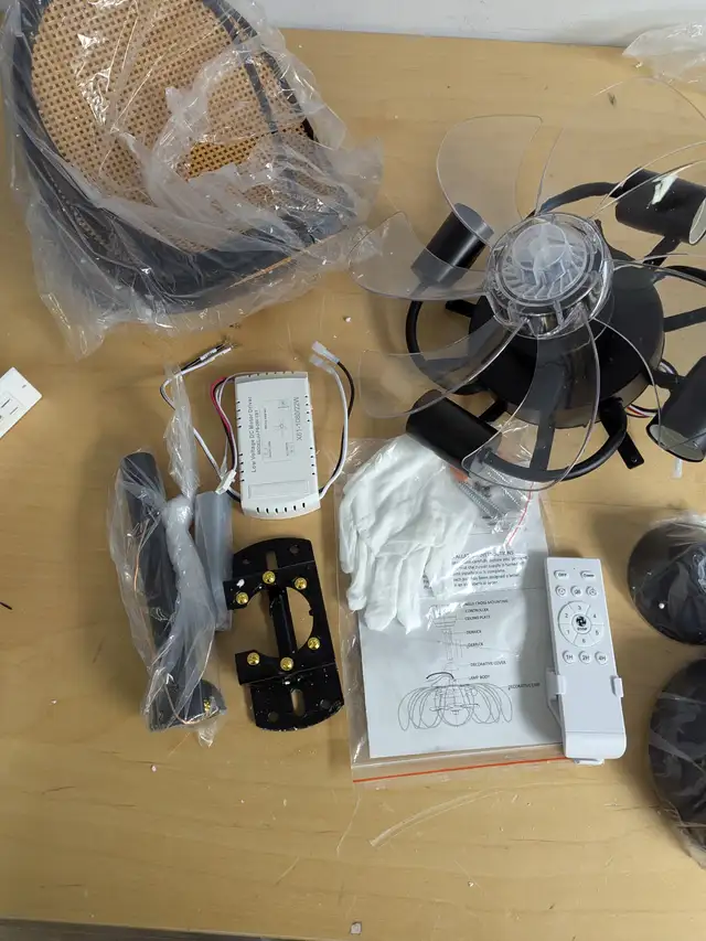 Boho Rattan Fandelier with Light, Flush Mount Ceiling Fan, 6-Spe in Indoor Lighting & Fans in Mississauga / Peel Region - Image 8