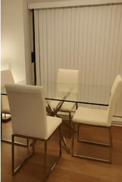 Glass dining table with 4 chair, View more